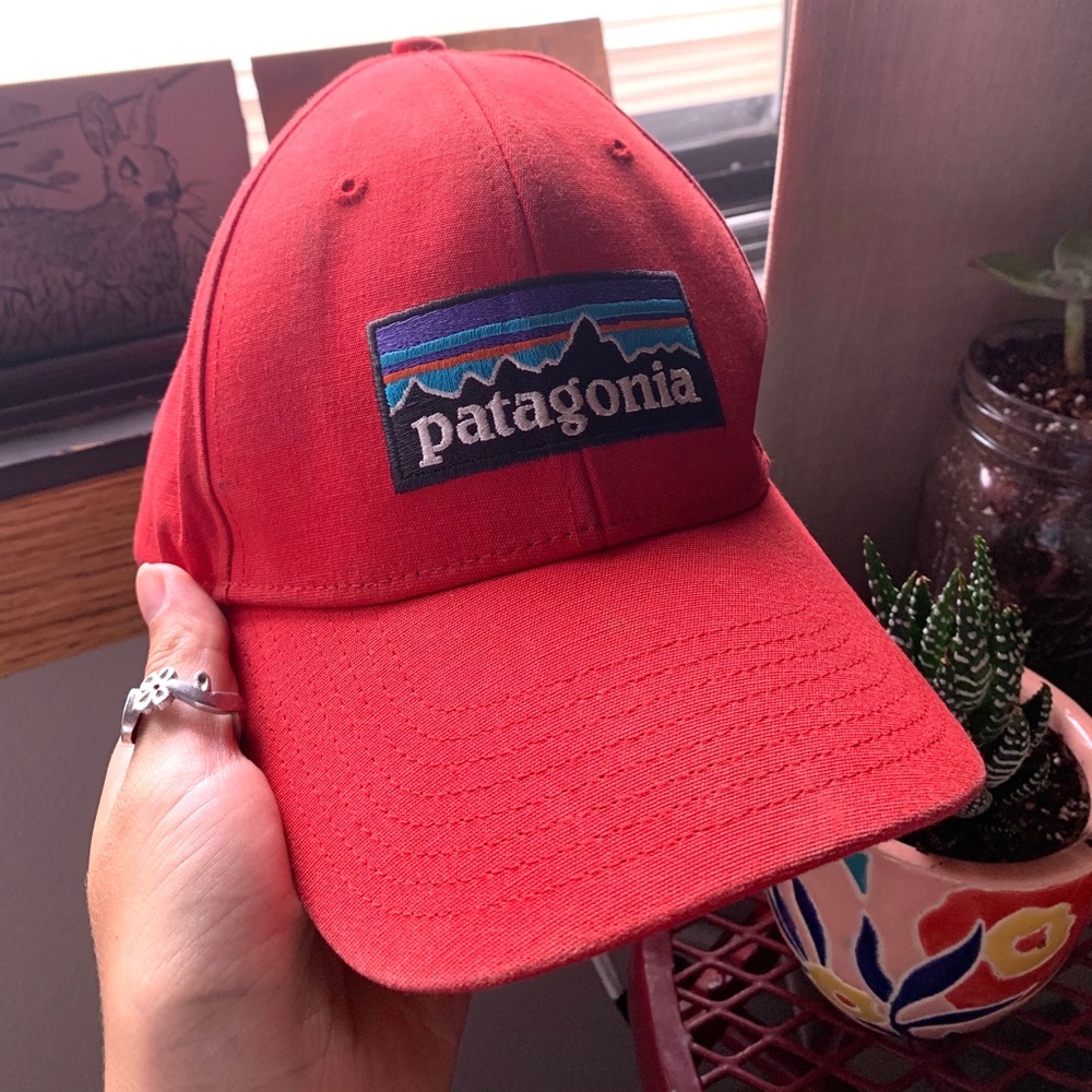 Red Patagonia trucker hat